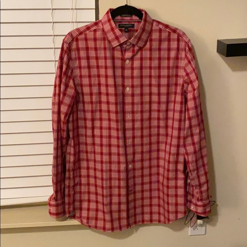 Red stripped button down